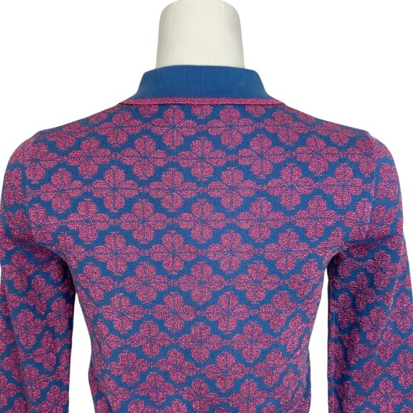 Kate Spade Spade Flower Polo Sweater XS Vibrant Blue Pink - Picture 10 of 14